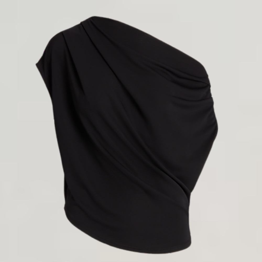 Lauren Ralph Lauren Black Stretch Jersey Off-the-Shoulder Top Size SP
